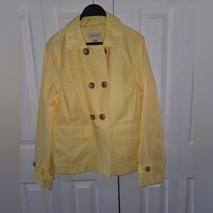St. John's Bay Yellow Double Button Coat for Women, Size Medium